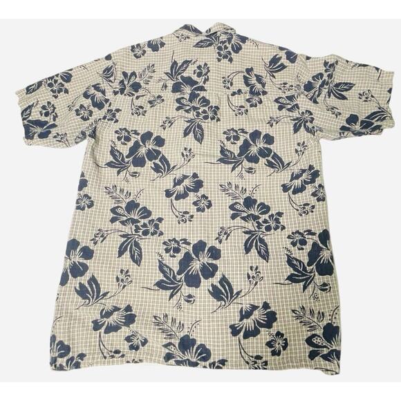 Bugle Boy Shirt Men's Medium Blue Gray Hawaiian Button Down Aloha Vintage - Picture 9 of 14
